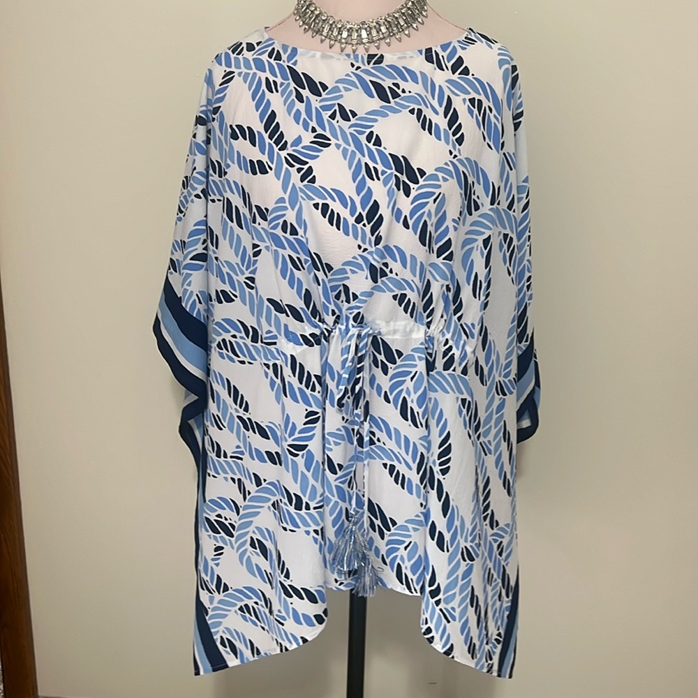 Rafaella swim coverup in blue and white O/S